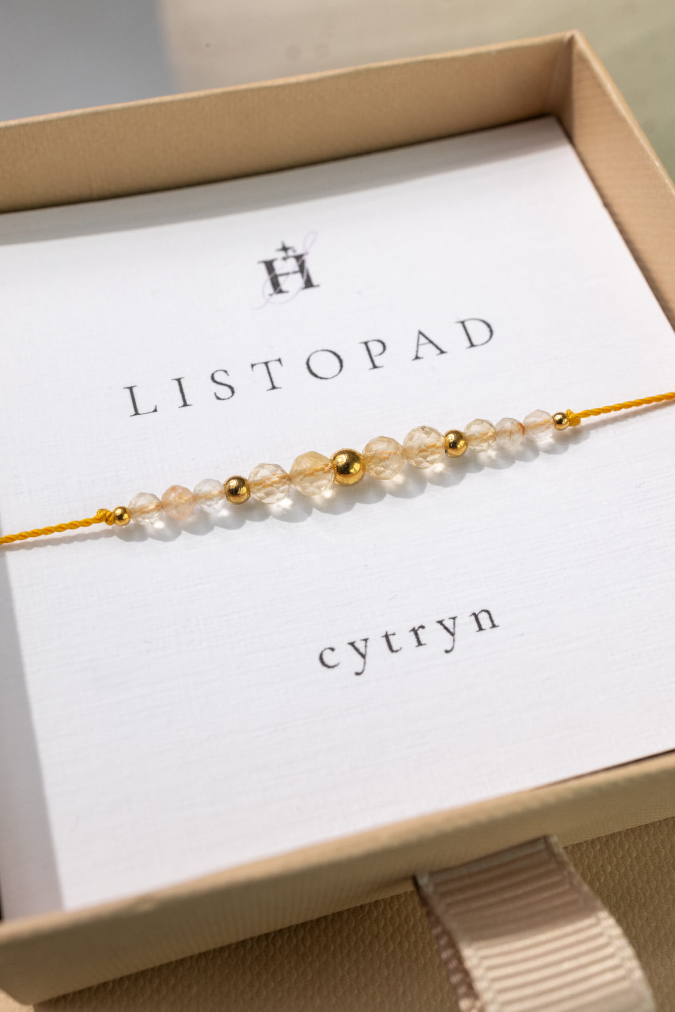 Bransoletka LISTOPAD – Cytryn – Kamień Urodzeniowy