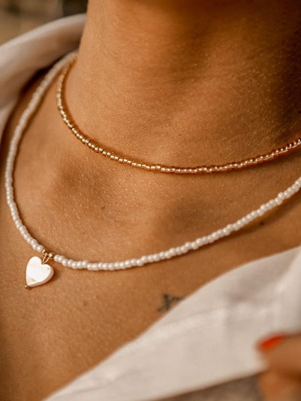 Naszyjnik PEARL HEART white