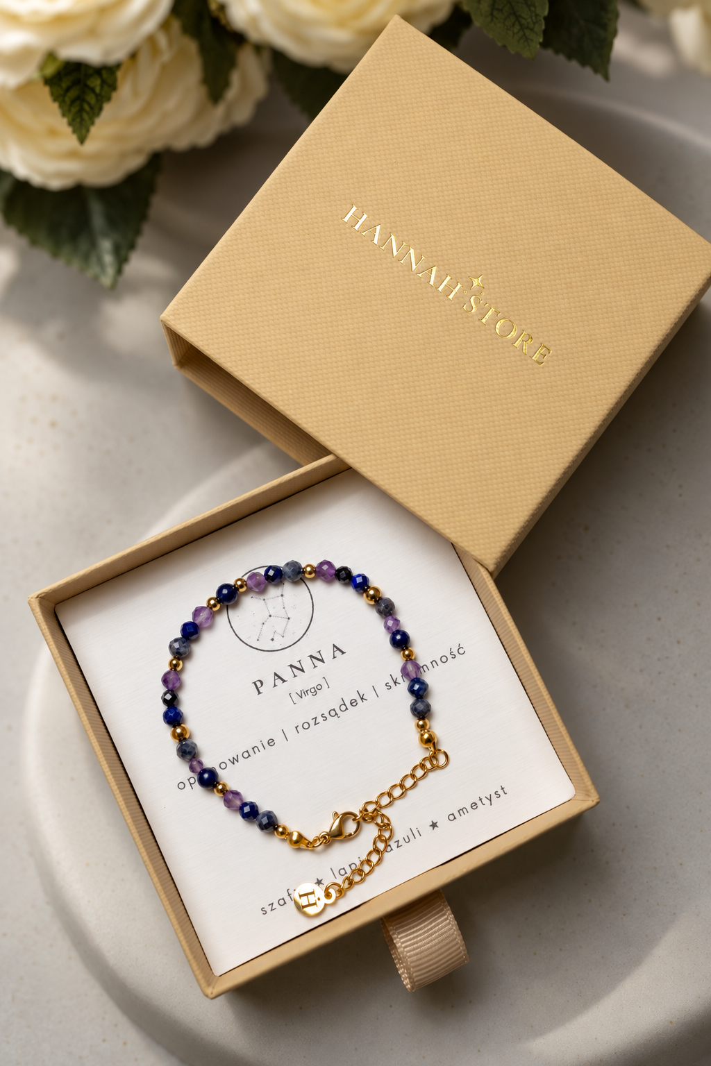 PANNA premium - bransoletka znaku zodiaku - ametyst , szafir , lapis lazuli